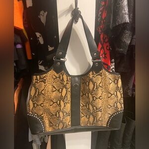 Harley-Davidson leather snake print hobo shoulder bag